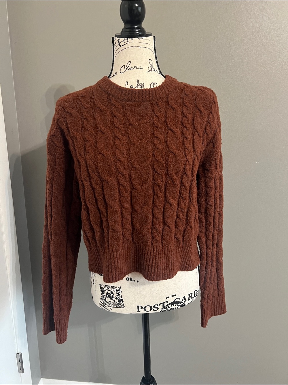 NWOT Rust Red Brown Cable-Knit Sweater
